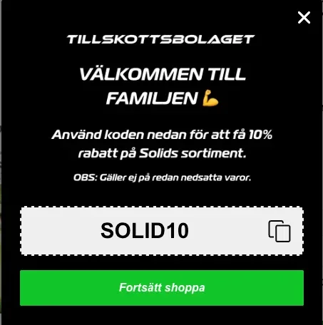 Bevis på kupong - Tillskottsbolaget - Tillskottsbolaget [[10 %]] rabatt på Solids sortiment