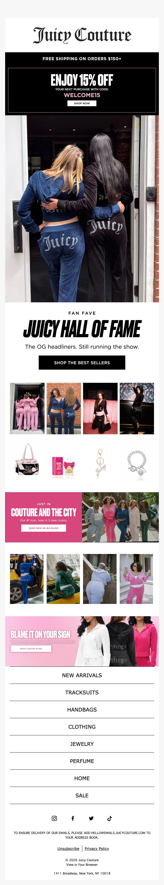 Bevis på kupong - Juicy Couture - Få 15 % rabatt på ditt nästa köp i webbutiken