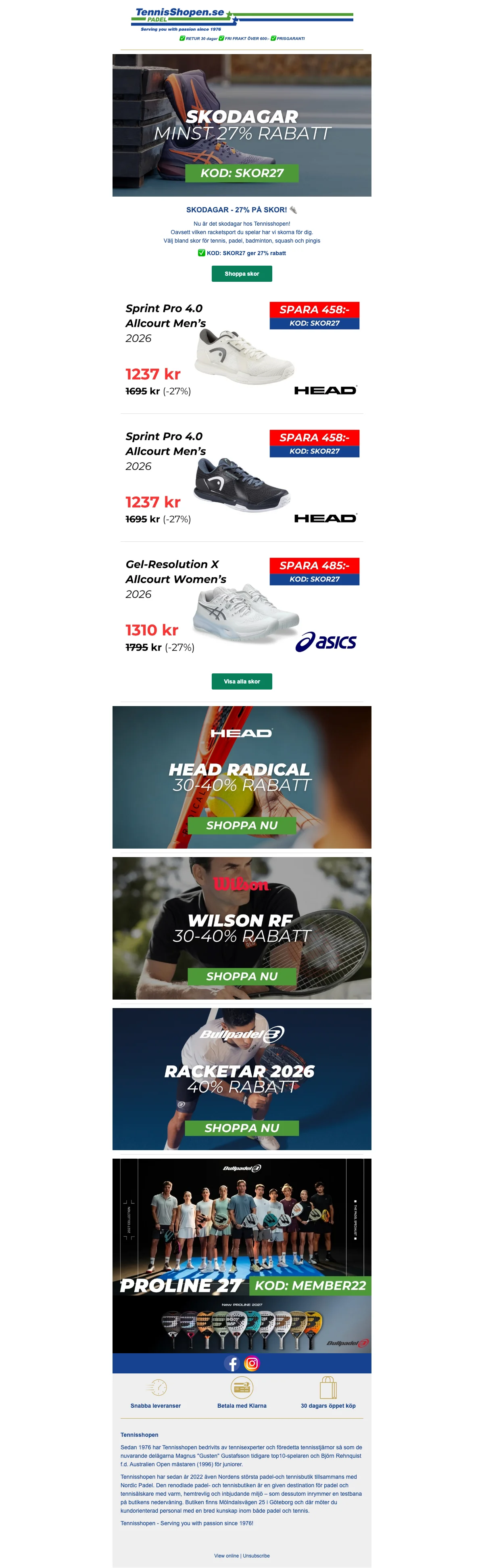 Bevis på kupong - Tennisshopen - Skor [[27% rabatt]] på alla modeller, passa på under skodagarna