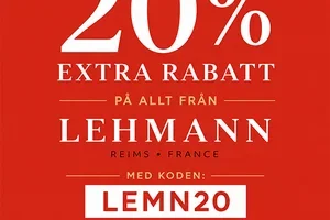 Just nu 20% EXTRA RABATT på allt från Lehmann!