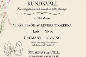 Få platser kvar - anmäl dig till vårens kundkväll 27/5