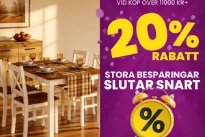 20 % RABATT. Erbjudandet slutar på söndag.