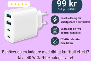 Dagens Deal: 40W GaN-laddare för 99 kr