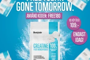 ENDAST IDAG: 180 gram kreatin för 0:-