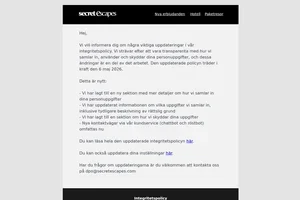 Uppdateringar i vår integritetspolicy