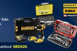 10 % rabatt på Stanley, DeWalt och Facom.