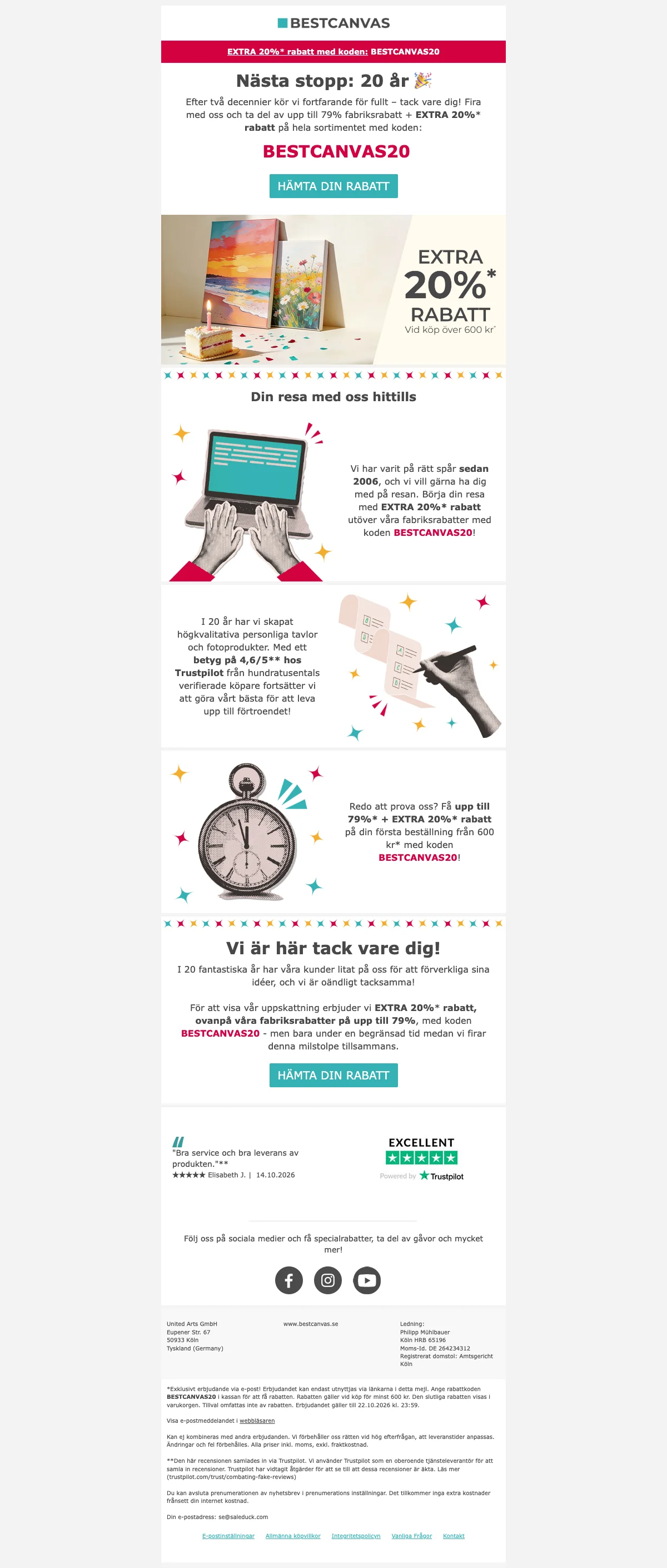 Bevis på kupong - Bestcanvas - Rabattkod: [[20 % extra]] på hela sortimentet vid köp över 600 kr