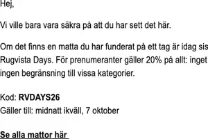Sista dagen: 20% rabatt på allt