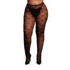 Le Désir Heart Fishnet Tights Queen Size Svart