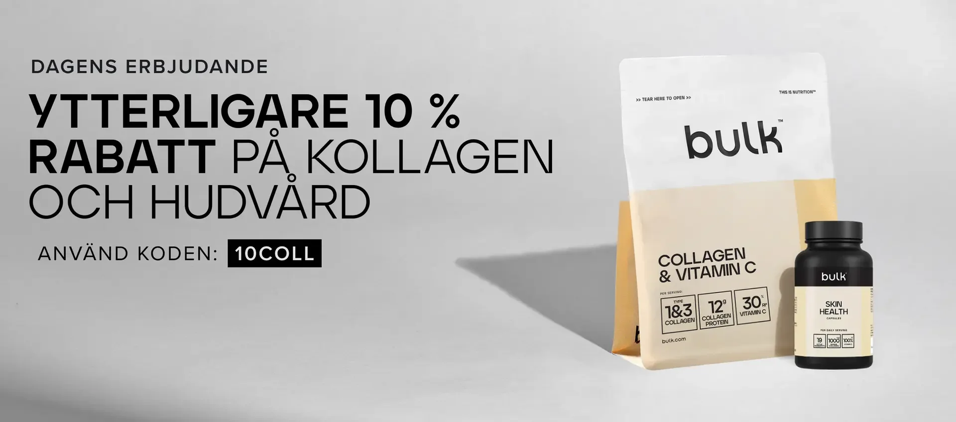 Bevis på kupong - Bulk  - Bulk rabattkod: [[10 % rabatt]] på kollagen och hudvård spara mer