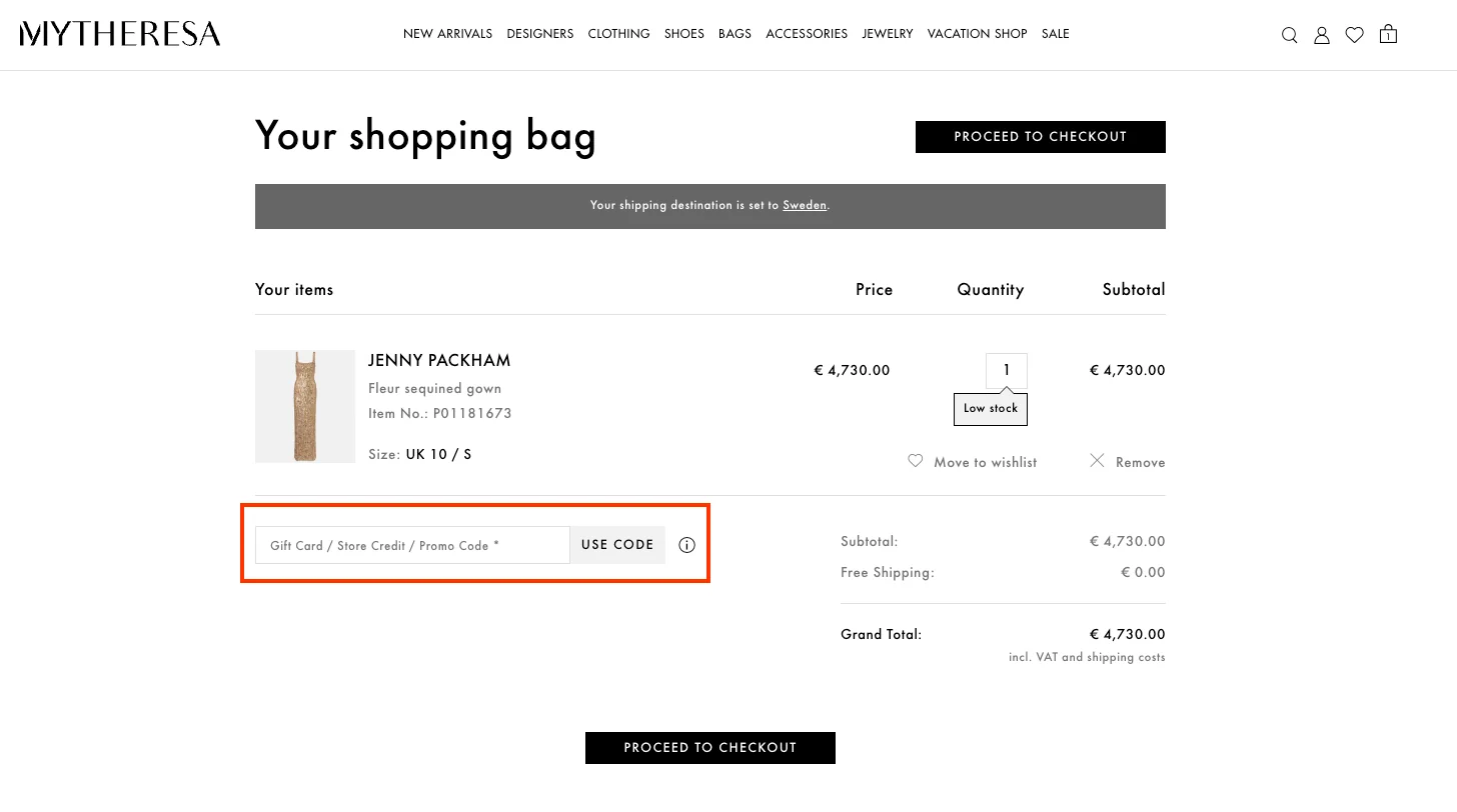 Hur man använder - mytheresa