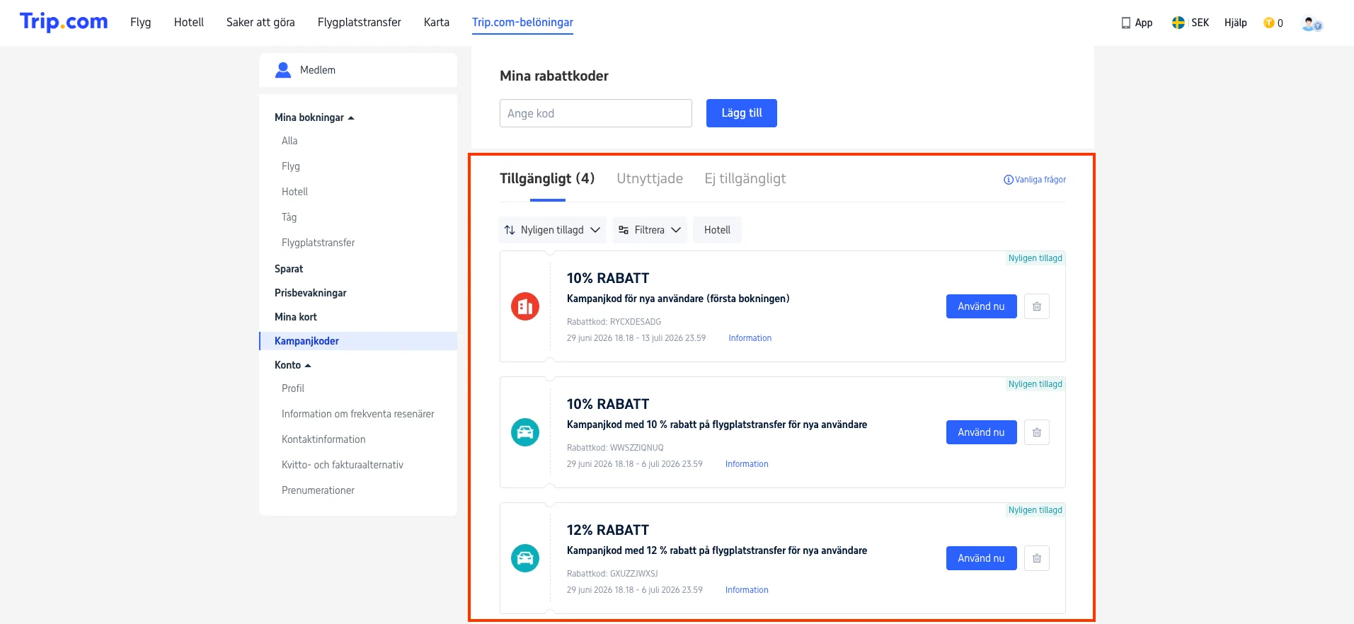 Hur man använder - Trip.com